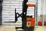 FORK LIFTS: 3500 LB, B T PRIME MOVER ELECTRIC FORKLIFT TRUCK, 249 IN. LIFT, SCISSOR REACH & TILT FORK, 36 VOLT WITH CHARGER, UP,2000, Click to view larger photo...